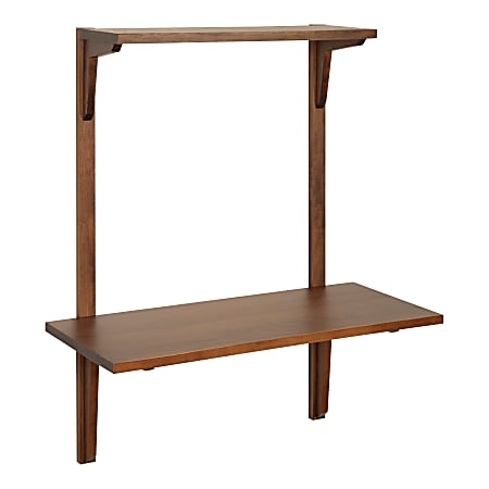 Kate and Laurel Meridien 30”W Wall-Mounted Student Desk, 36”H x 30”W x 14”D, Walnut Brown