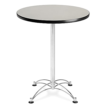 OFM Caf?-Height Round Table With Chrome Base, 30" Diameter, Gray Nebula