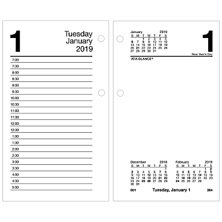 AT-A-GLANCE® Daily Loose-Leaf Desk Calendar Refill, 3-1/2" x 6", January to December 2019