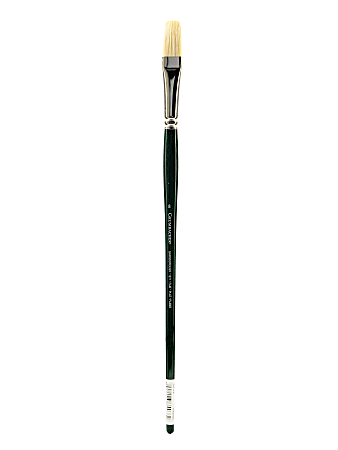 Grumbacher Gainsborough Oil And Acrylic Paint Brush, Size 8, Flat Bristle, Hog Hair, Black