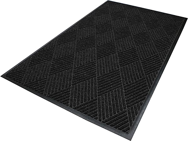 M+A Matting Waterhog Max Diamond Classic Floor Mat, 3'H x 10'W, Black Smoke