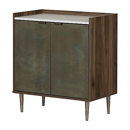 South Shore Maliza 28-3/4”W Storage Cabinet, Natural Walnut/Oxide Brown