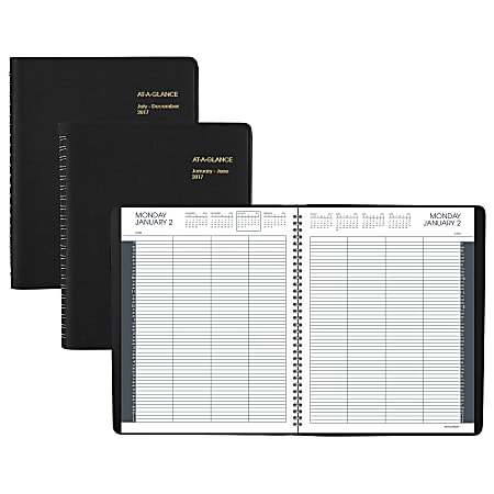 AT-A-GLANCE® 8-Person Daily 2-Volume Planner Set, 8 1/2" x 11", Black, January to December 2017