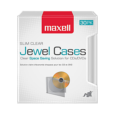 Maxell® Slim Jewel Cases, Clear, Pack Of 30