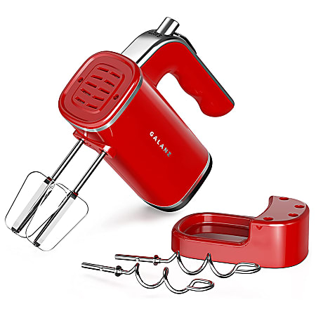 Galanz 5-Speed 150W Retro Hand Mixer With Storage Base, Hot Rod Red
