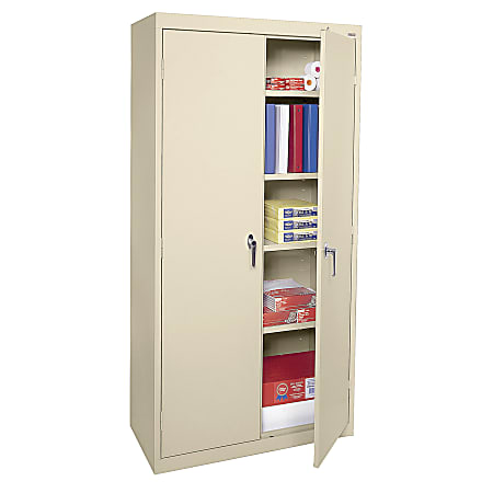 Sandusky Steel Welded/Assembled Storage Cabinet, 4 Adjustable Shelves, 72"H, Putty