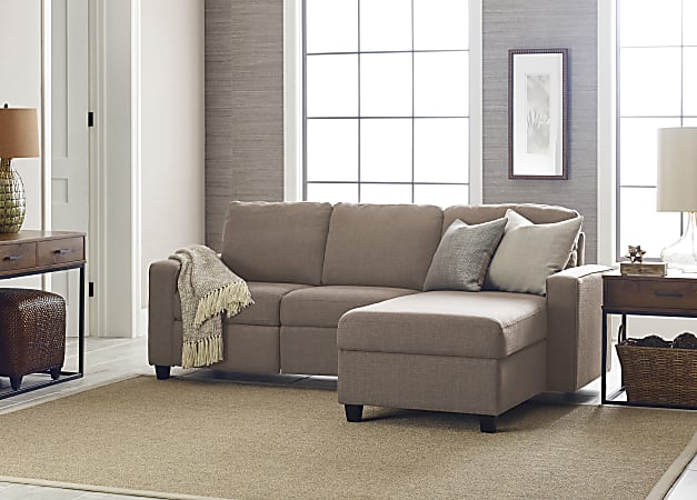 Serta® Palisades Reclining Sectional With Storage Chaise, Right, Oatmeal/Espresso