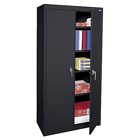 Sandusky Steel Welded/Assembled Storage Cabinet, 4 Adjustable Shelves, 72"H, Black