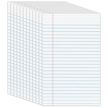 Office Depot® Brand Jr. Glue-Top Writing Pads, 5" x 8", Narrow Ruled, 50 Sheets, White, Pack Of 12 Pads