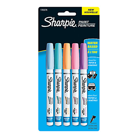 Sharpie® Paint Markers, Extra-Fine Point, Assorted Colors, Pack Of 5