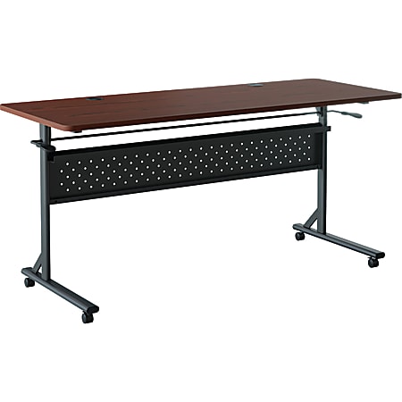 Lorell&reg; Shift 2.0 Flip &amp; Nesting Mobile Table, 29-1/2&rdquo;H x 60&rdquo;W x 24&rdquo;D, Mahogany/Black