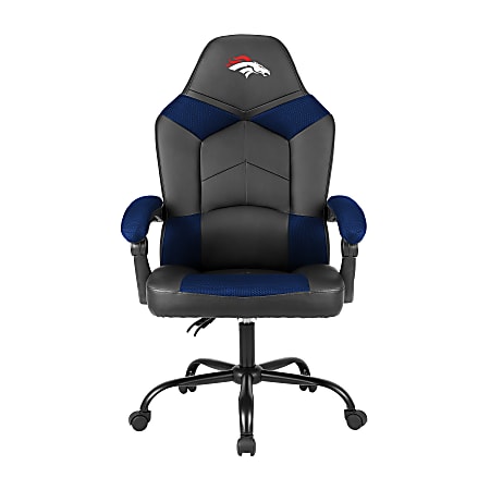 Imperial Adjustable Oversized Vinyl High-Back Office Task Chair, NFL Denver Broncos, Black/Blue