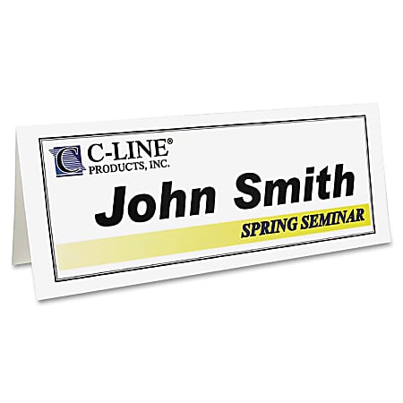 C-Line® Name Tents, White, Letter (8.5" x 11"), 65 Lb, Pack Of 50