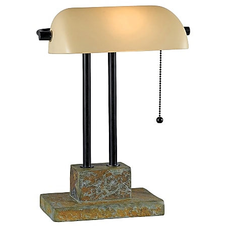 Kenroy Banker's Lamp, 9"H, Natural Slate/Oil-Rubbed Bronze