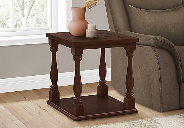 Monarch Specialties Merritt Square Accent Table, 25-1/4”H x 23-3/4”W x 23-3/4”D, Brown