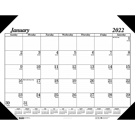 House of Doolittle Recycled Compact Size Economy Desk Pad - Monthly - January 2022 till December 2022 - 1 Month Single Page Layout - 18 1/2" x 13" Sheet Size - 2.31" x 1.75" Block - Desk Pad - White - Non-refillable - 1 Each