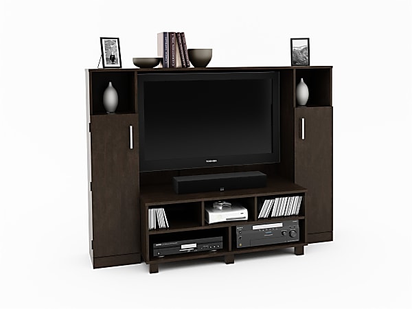 Ameriwood Home Entertainment Center For TVs Up To 42", 48 1/4"H x 64 7/8"W x 19 11/16"D, Black Forest