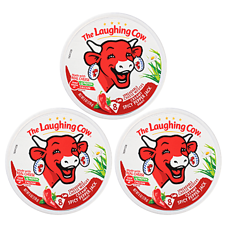 Laughing Cow Spicy Pepper Jack Cheese Wedges, 1 Oz, 8 Wedges Per Pack, Case Of 3 Packs