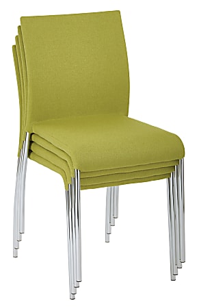Ave Six Conway Stacking Chairs, Spring Green/Silver, Set Of 4