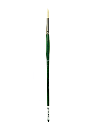 Grumbacher Gainsborough Oil And Acrylic Paint Brush, Size 6, Round Bristle, Hog Hair, Green
