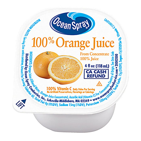 Ocean Spray Orange Juice, 4 Oz, Pack Of 48 Cups