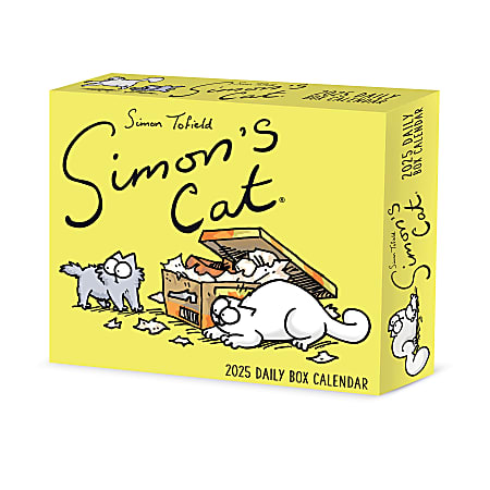 2025 Willow Creek Press Daily Desk Box Calendar, Humor & Comics, 5-1/2” x 6-1/4", Simon’s Cat, January To December, 41017
