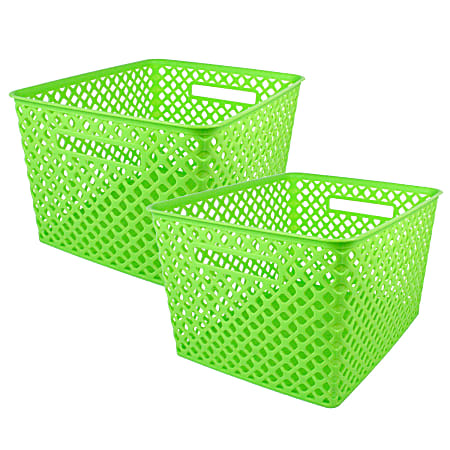 Romanoff Woven Basket, Large, Lime, Pack Of 2