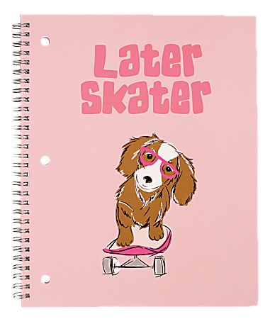 Divoga® Happy Thoughts Spiral Notebook, 8 1/2" x 10 1/2", 1 Subject, Wide Ruled, 160 Pages (80 Sheets), Later Skater Puppy