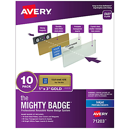 Avery® The Mighty Badge Magnetic Badges For Inkjet