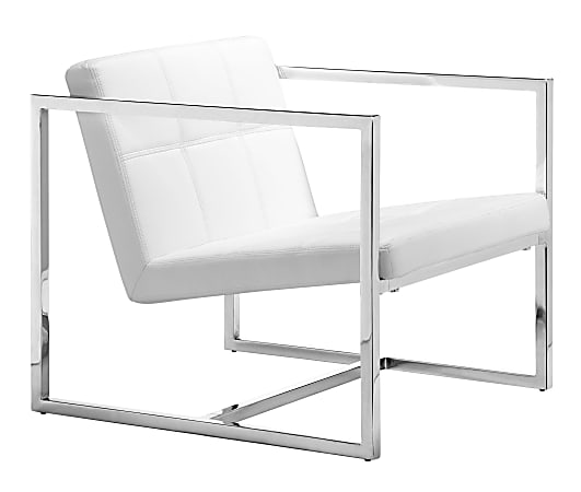 Zuo Modern® Carbon Occasional Chair, White/Chrome