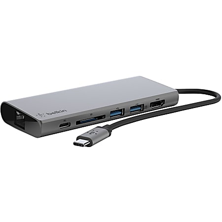 Belkin USB-C Multimedia Hub - for Notebook - 60 W - USB Type C - 3 x USB Ports - 2 x USB 3.0 - USB Type-C - Network (RJ-45) - HDMI - Wired