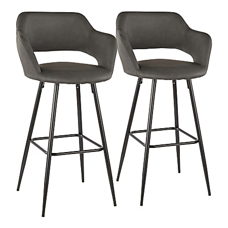 LumiSource Margarite Bar Stools, Black/Gray, Set Of 2 Stools