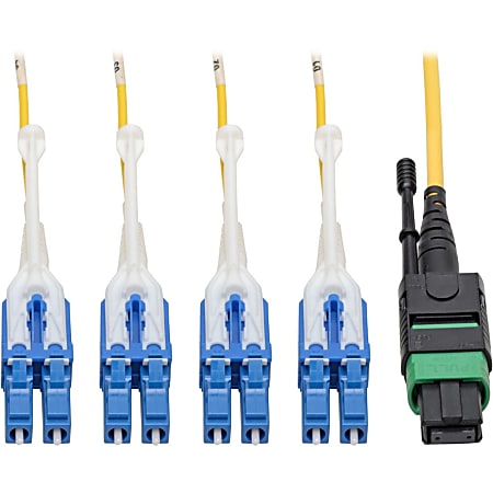 Eaton Tripp Lite Series MTP/MPO (APC) to 4xLC (UPC) Singlemode Breakout Patch Cable, 40/100 GbE, QSFP+ 40GBAS - N39003M8LCAP