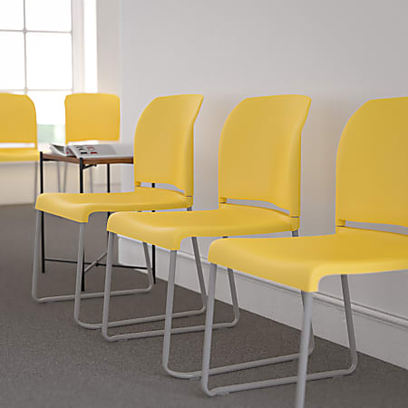 Flash Furniture HERCULES Series Full-Back Contoured Stack Chairs, Yellow/Gray, Set Of 5 Chairs