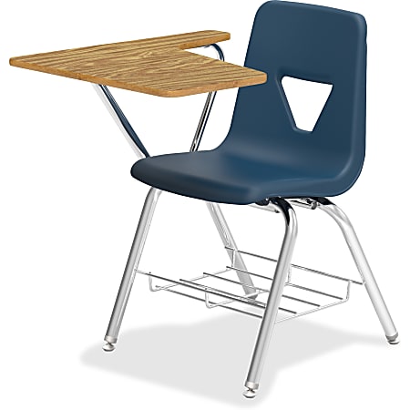 Lorell Classroom Student Combo Desk Tablet Arm NavyMedium Oak Office Depot