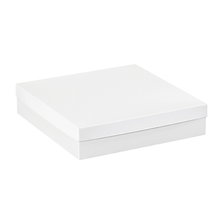Partners Brand White Deluxe Gift Box Bottoms 14" x 14" x 3", Case of 50