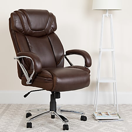 Flash Furniture Hercules LeatherSoft™ Faux Leather High-Back Big & Tall Ergonomic Office Chair, Brown/Gray