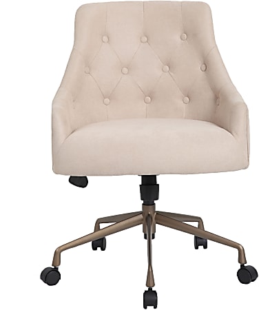 Tufted white leather low back office chair