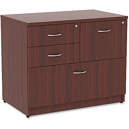 Lorell® Essentials 35-1/2"W Lateral 4-Drawer Combo File Cabinet, Mahogany