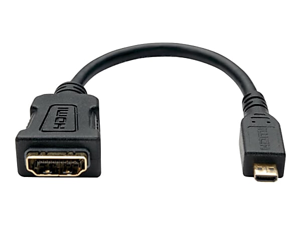 Eaton Tripp Lite Series Micro HDMI to HDMI Adapter for Ultrabook/Laptop/Desktop PC - (Type D M/F), 6 in. (15.2 cm) - HDMI adapter - HDMI female to 19 pin micro HDMI Type D male - 6 in - black