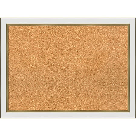 Amanti Art Cork Bulletin Board, 31" x 23", Natural, Eva White Gold Polystyrene Frame