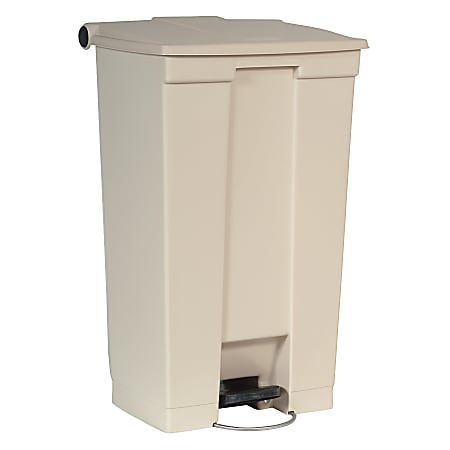 Rubbermaid Commercial Mobile Step-On Container - Step-on Opening - Overlapping Lid - 23 gal Capacity - Rectangular - Beige