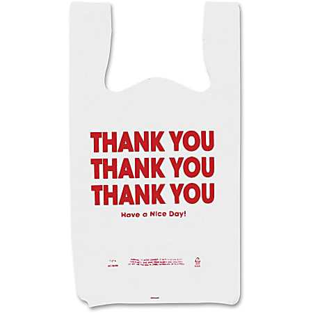 COSCO Thank You Plastic Bags 11 Width x 22 Length 0.55 mil 14 Micron Thickness High Density White Plastic 250Box Office Depot