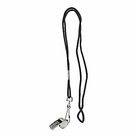 Advantus Metal Whistle With Cord, Silver