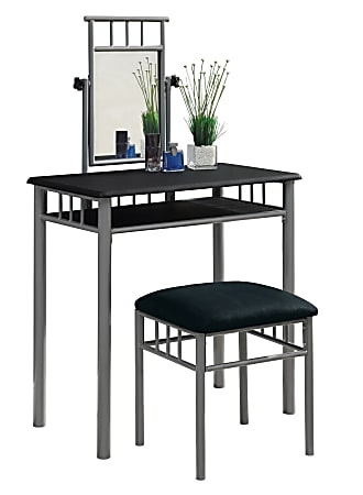 Monarch Specialties Nora Vanity Set, 50-1/2"H x 29"W x 16"D, Black/Silver