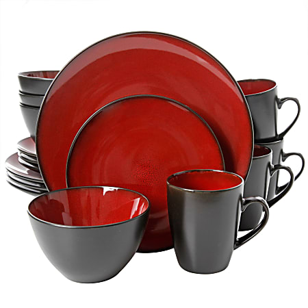 Gibson Soho Lounge 16-Piece Round Dinnerware Set, Burgundy