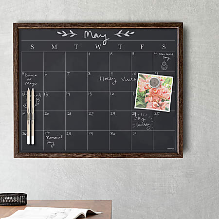 DOLLAR BOSS Magnetic Chalkboard Calendar for Wall 24 x 18 Chalk Board Dry  Erase Calendar Board for Wall Rustic Wooden Frame for Office Home School