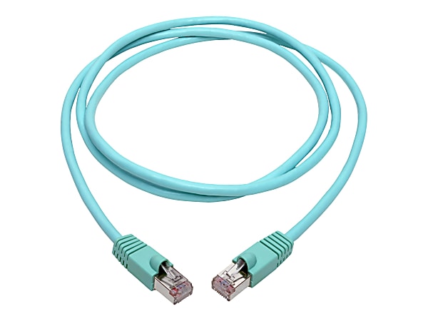 Tripp Lite Cat6a Snagless Shielded STP Patch Cable 10G, PoE, Aqua M/M 5ft - First End: 1 x RJ-45 Male Network - Second End: 1 x RJ-45 Male Network - 1.25 GB/s - Patch Cable - Shielding - Aqua