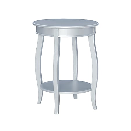 Powell Nora Round Side Table With Shelf, 24"H x 18"Dia., Silver