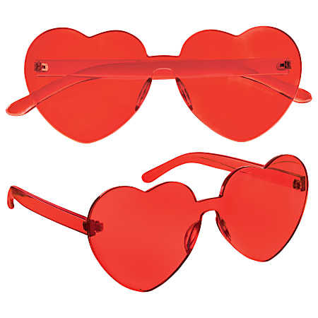Amscan Valentines Red Heart Glasses, Plastic, Red, Set Of 6 Glasses